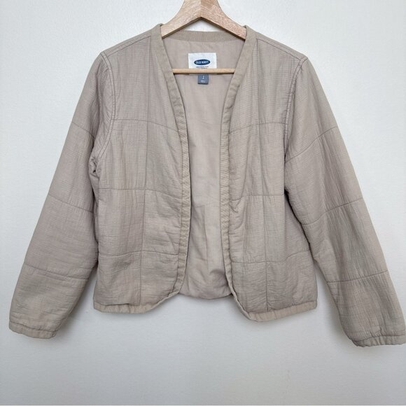 Old Navy Womens Small Quilted Khaki Open Jacket - Picture 3 of 14